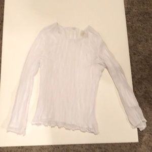 White Blouse, Zips up in Back, Size Medium, White Elegance, Long Sleeved
